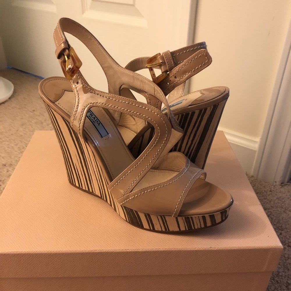 New in box Prada wedge heels